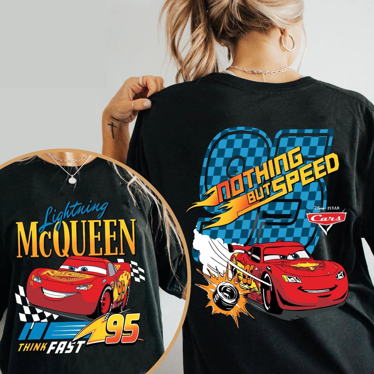 Cars Lightning Mcqueen Checkered Think Fast 95 Shirt 3