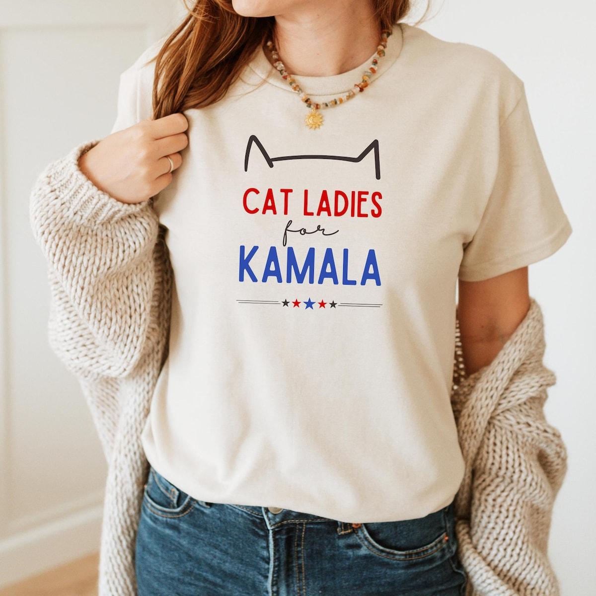 Cat Ladies For Kamala Shirt Kamala Harris 2024 President Tee 1