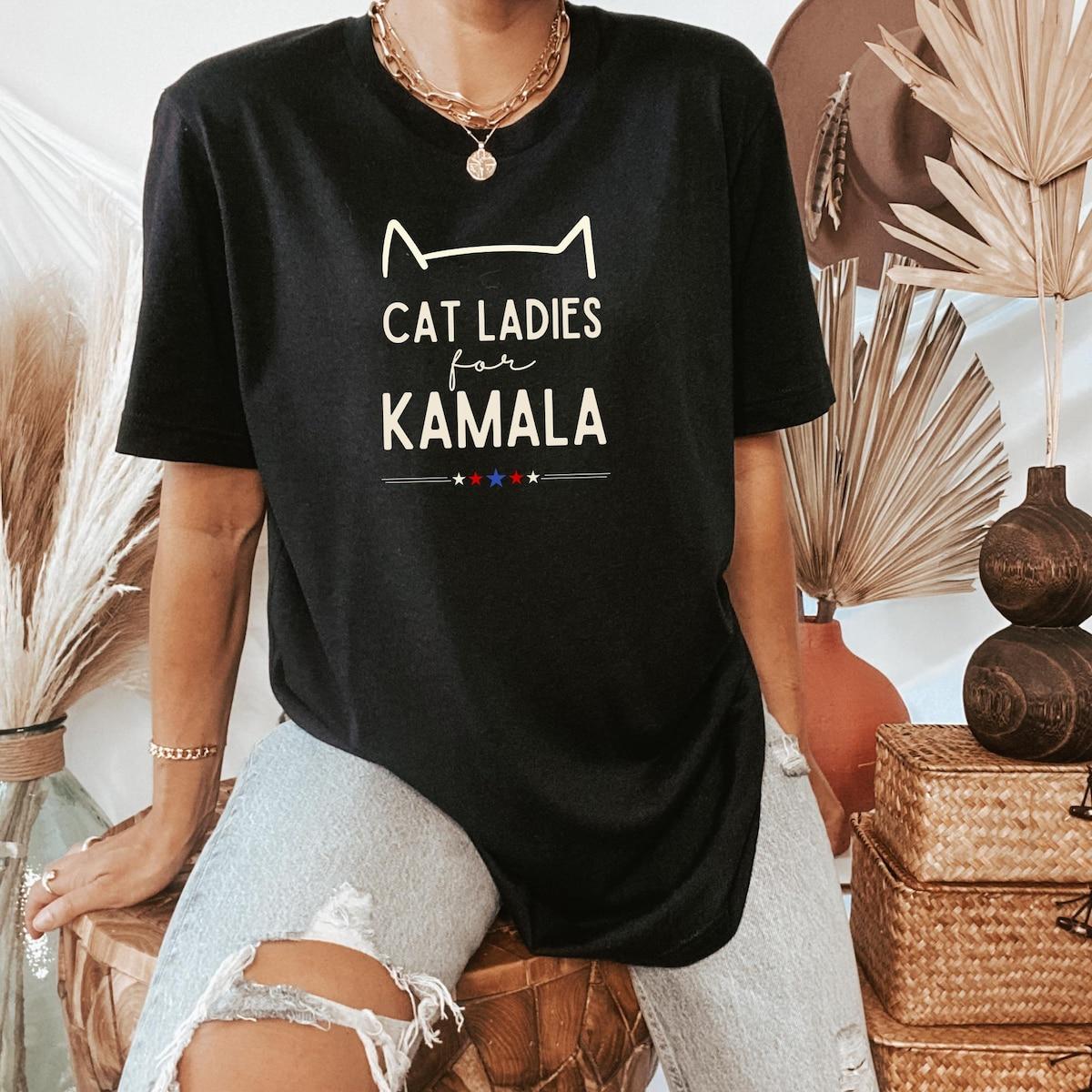 Cat Ladies For Kamala Shirt Kamala Harris 2024 President Tee 2