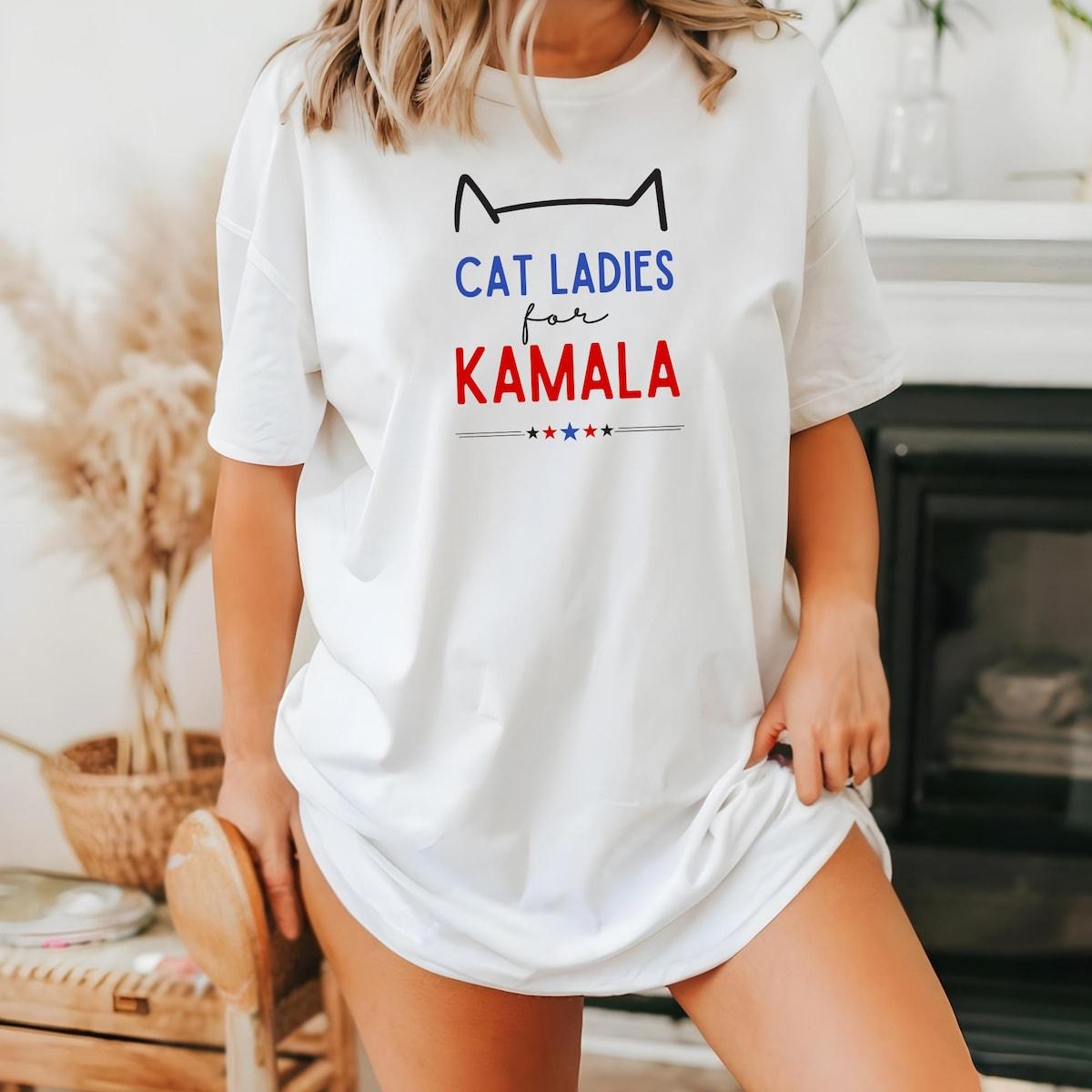 Cat Ladies For Kamala Shirt Kamala Harris 2024 President Tee 3