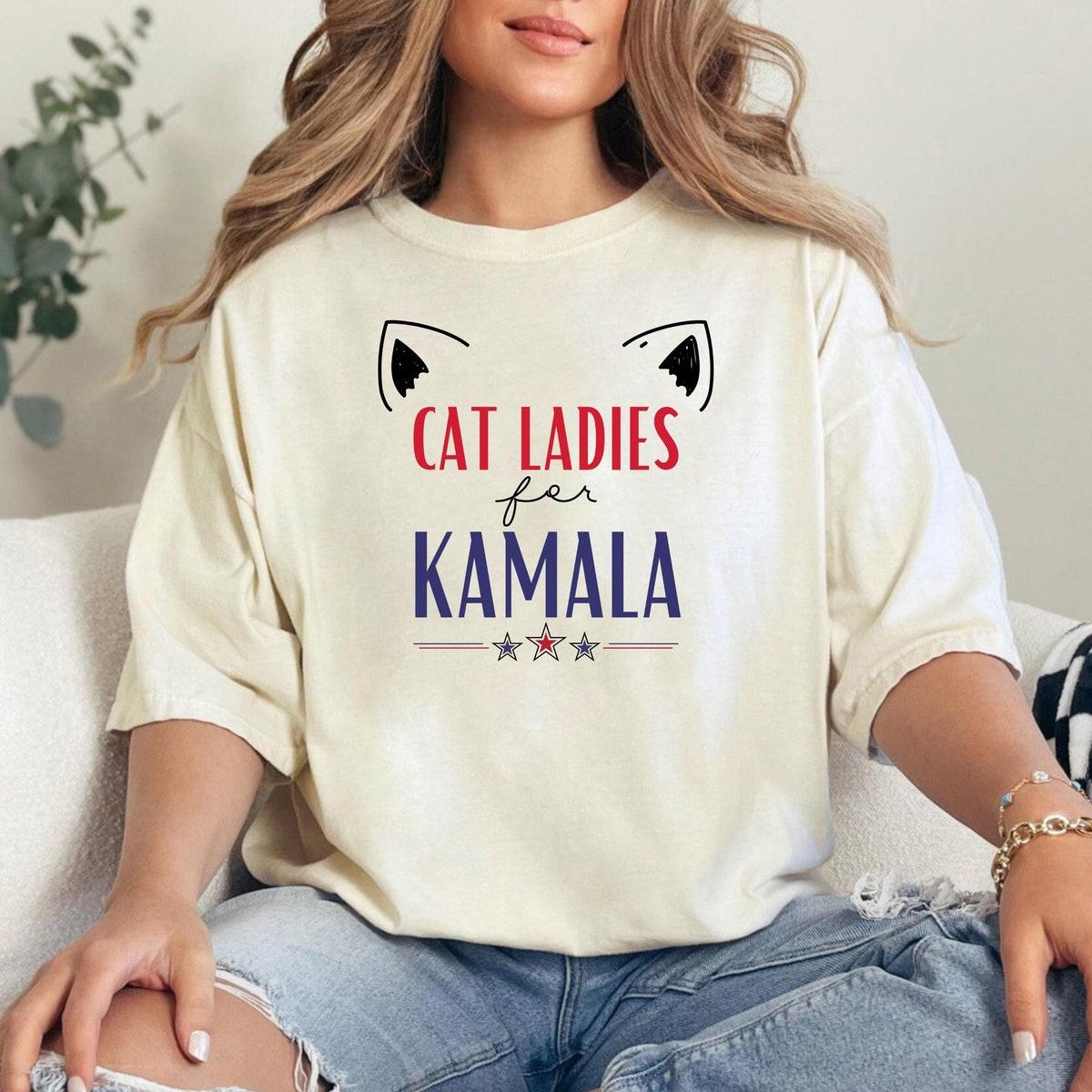 Cat Ladies For Kamala Shirt Kamala Harris Cat Meme Tee 1