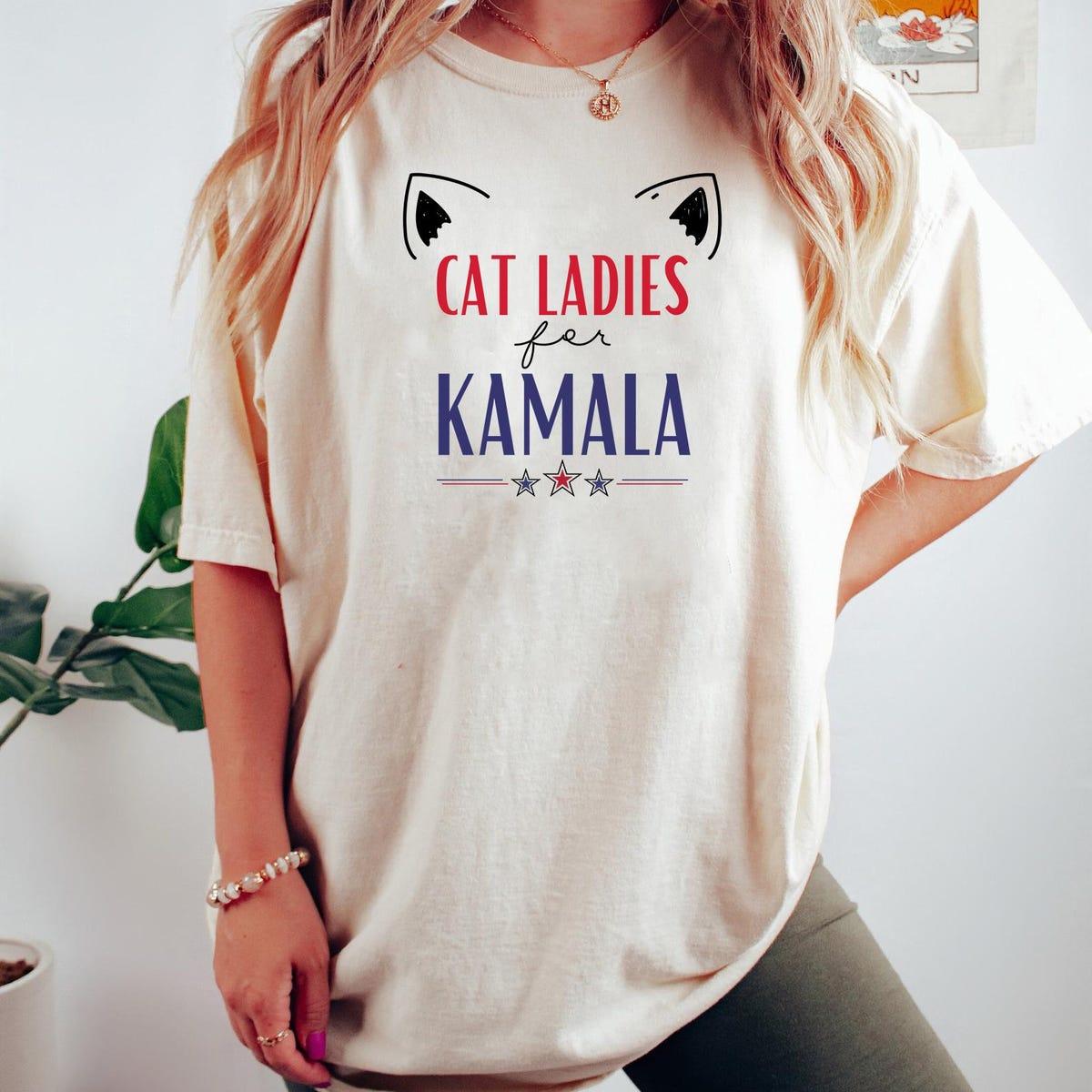 Cat Ladies For Kamala Shirt Kamala Harris Cat Meme Tee 4