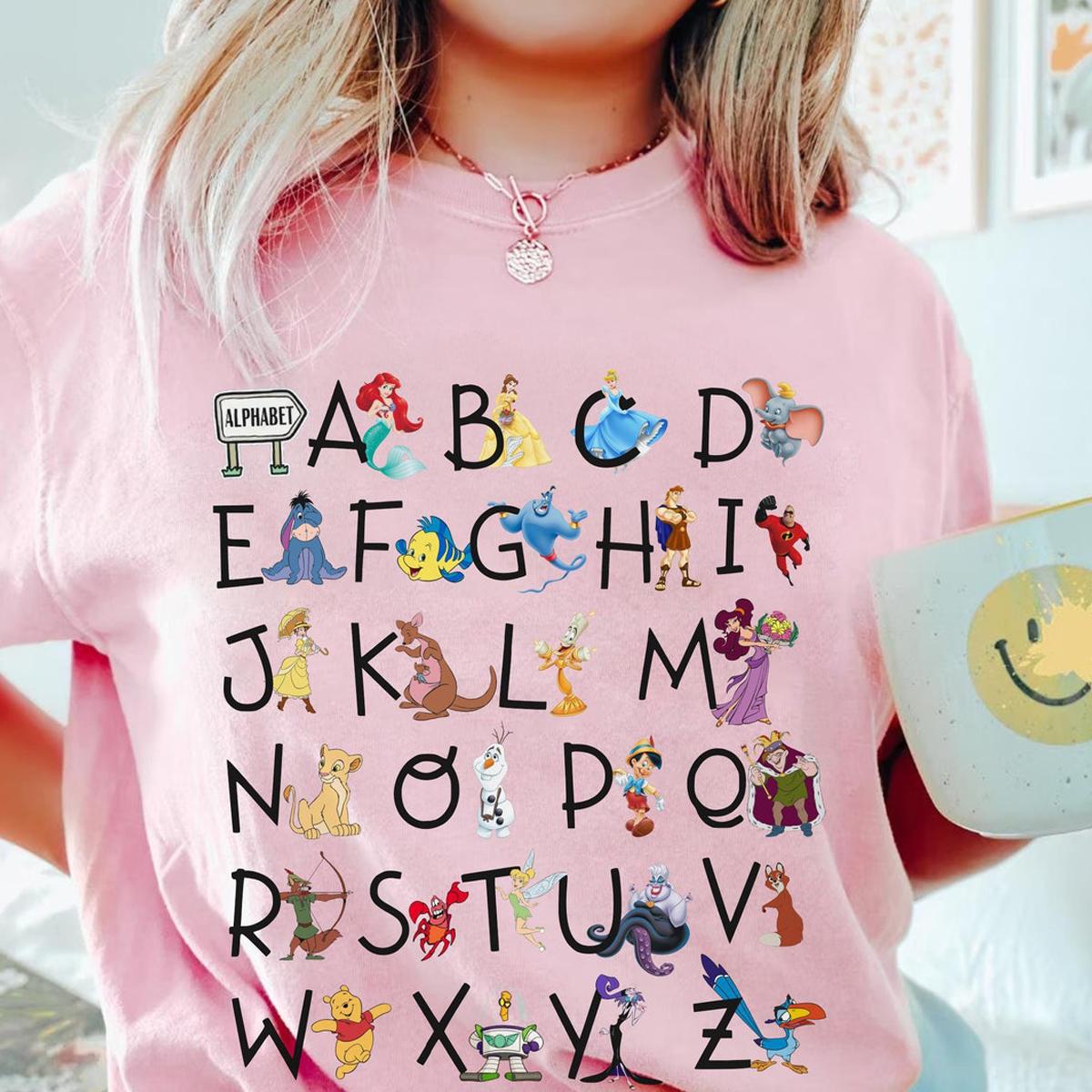 Characters Alphabet Teacher Shirt 4