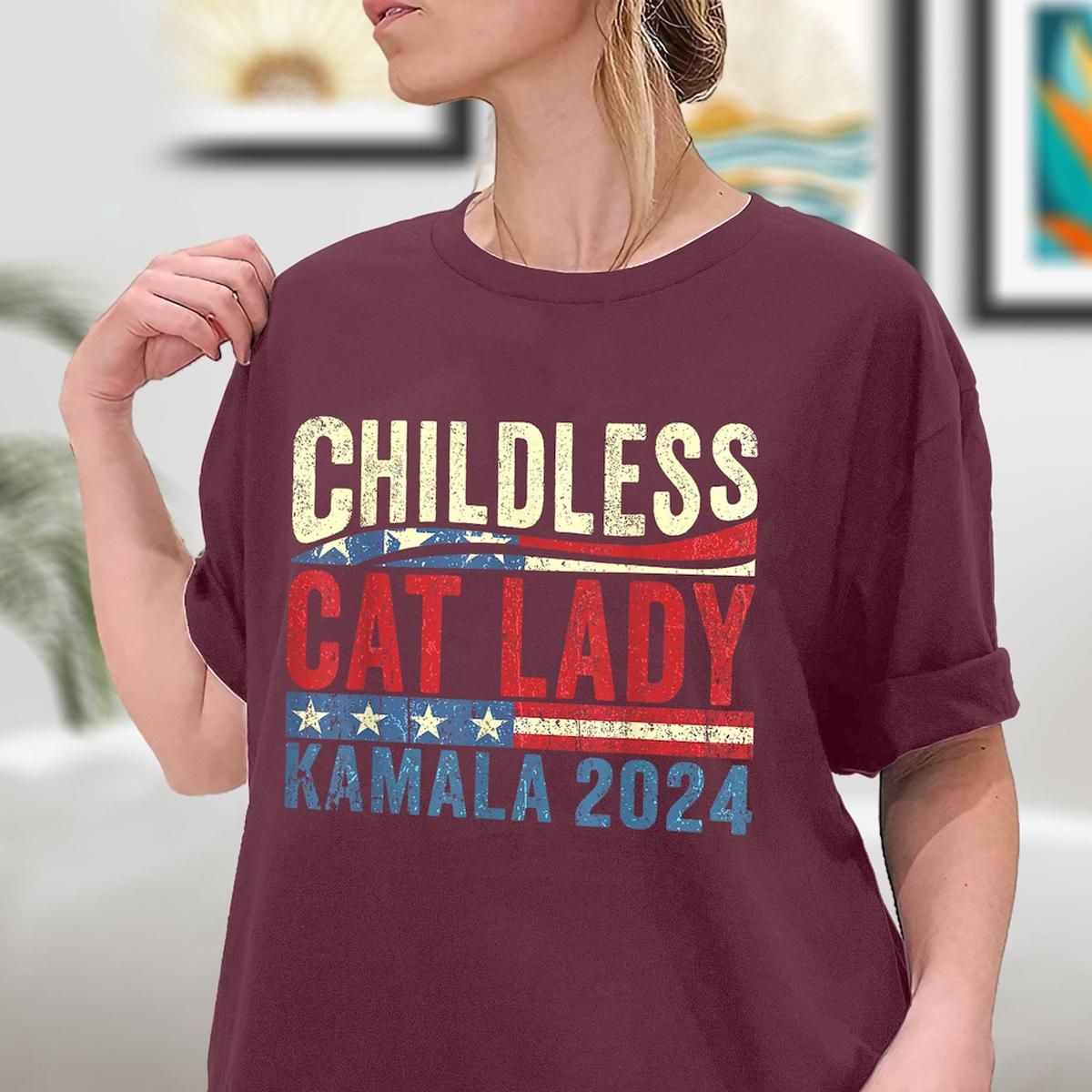 Childless Cat Ladies For Kamala Harris 47 Tee 3