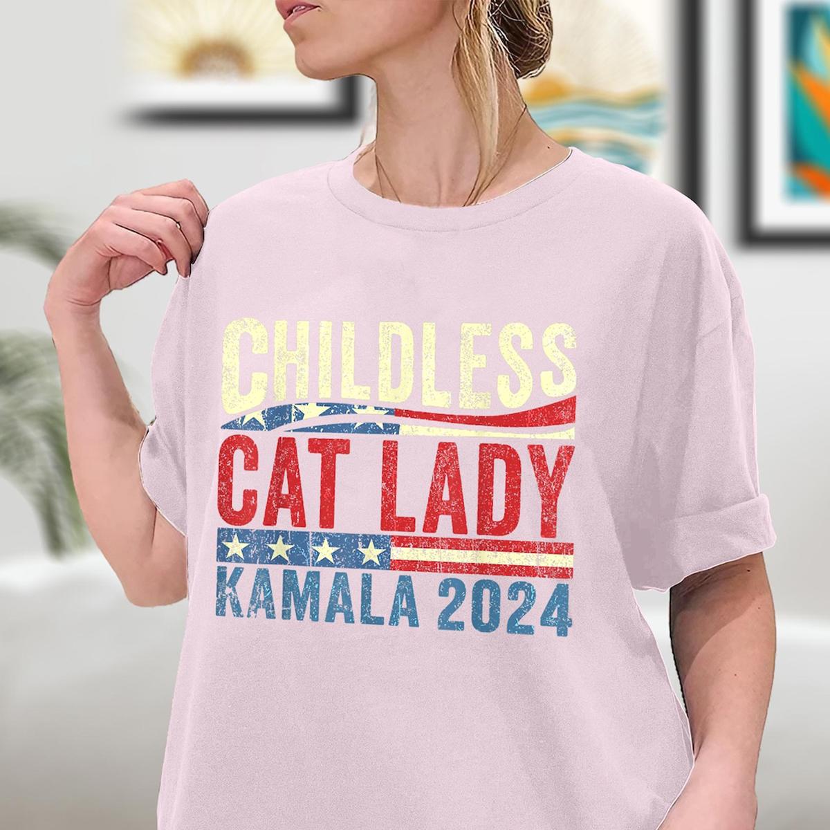 Childless Cat Ladies For Kamala Harris 47 Tee 4