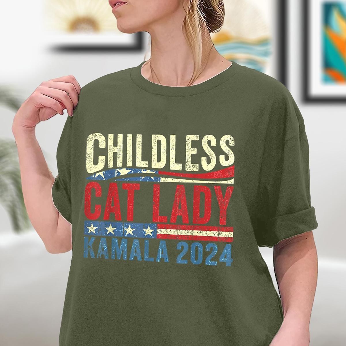 Childless Cat Ladies For Kamala Harris 47 Tee 5