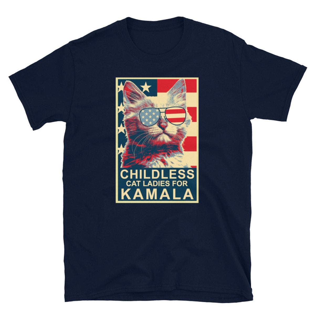 Childless Cat Lady Kamala Shirt Ladies For Kamala Harris President 2024 Tee 3