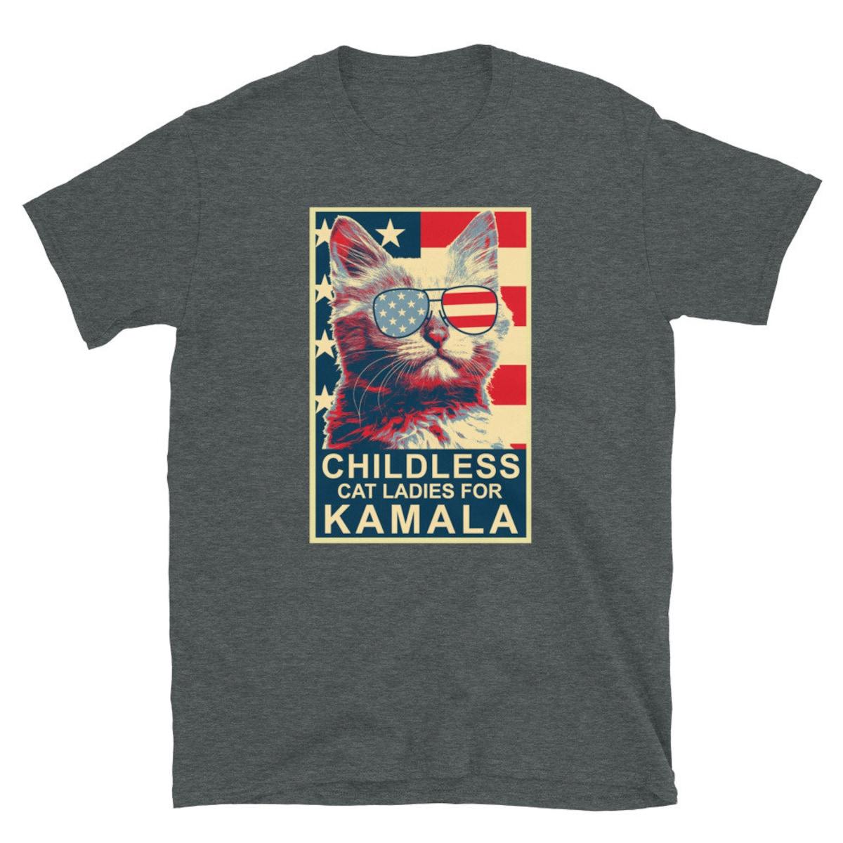 Childless Cat Lady Kamala Shirt Ladies For Kamala Harris President 2024 Tee 4