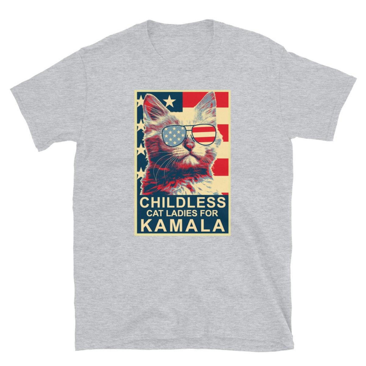 Childless Cat Lady Kamala Shirt Ladies For Kamala Harris President 2024 Tee 5