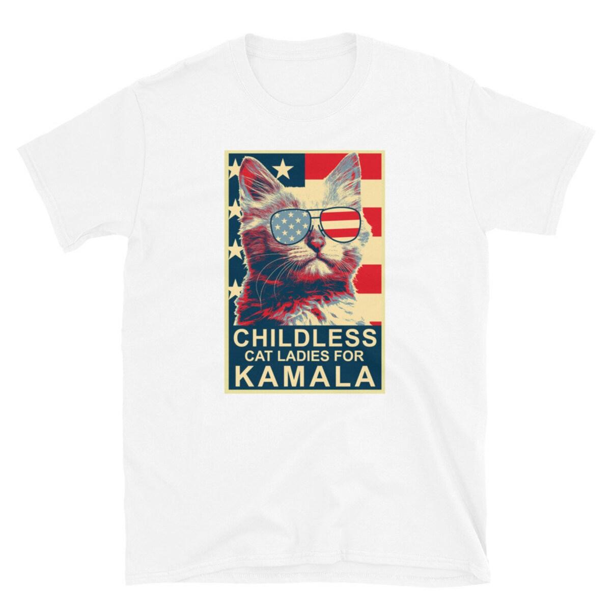 Childless Cat Lady Kamala Shirt Ladies For Kamala Harris President 2024 Tee 6