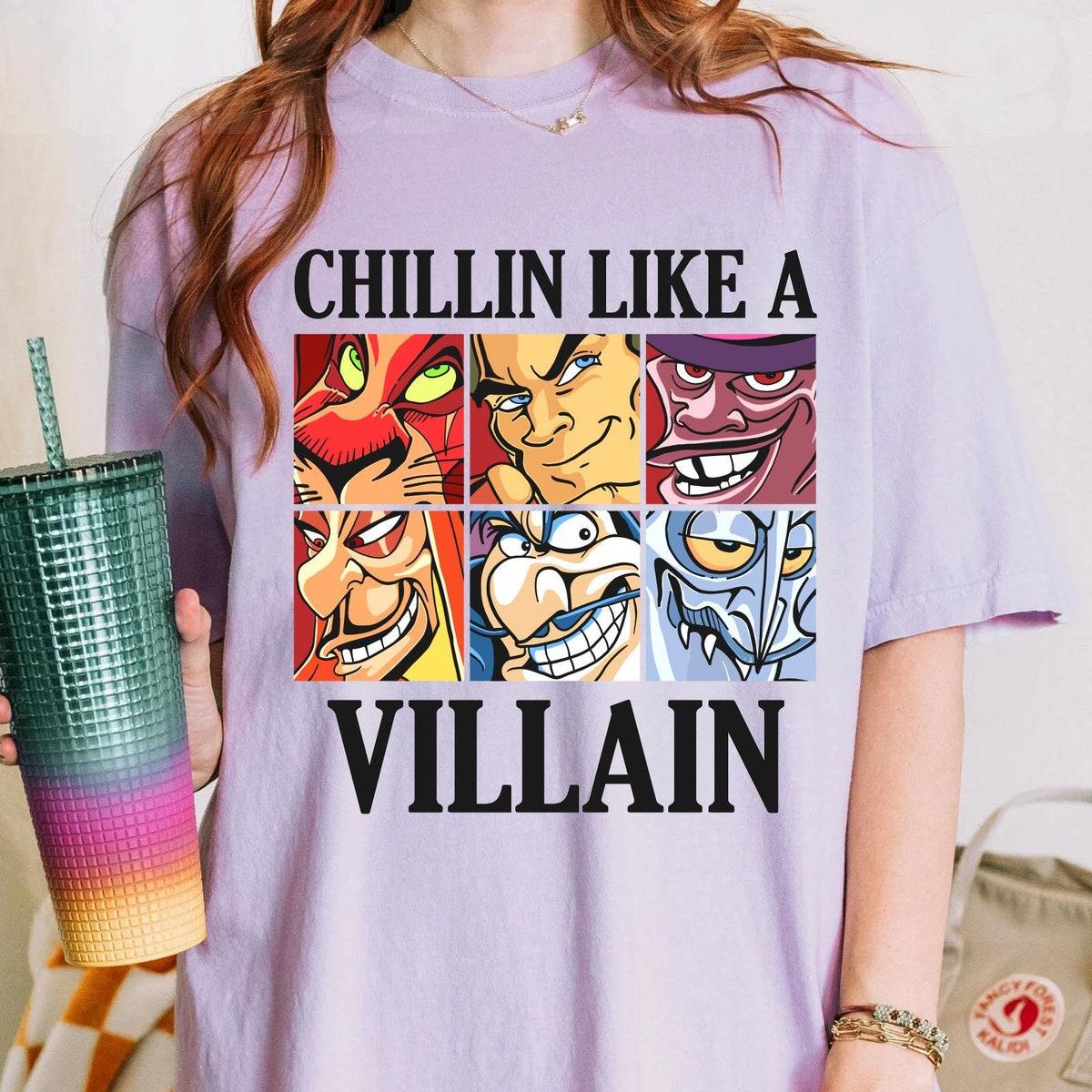 Chillin' Like A Villain Disney Villains Group Portrait Shirt 3