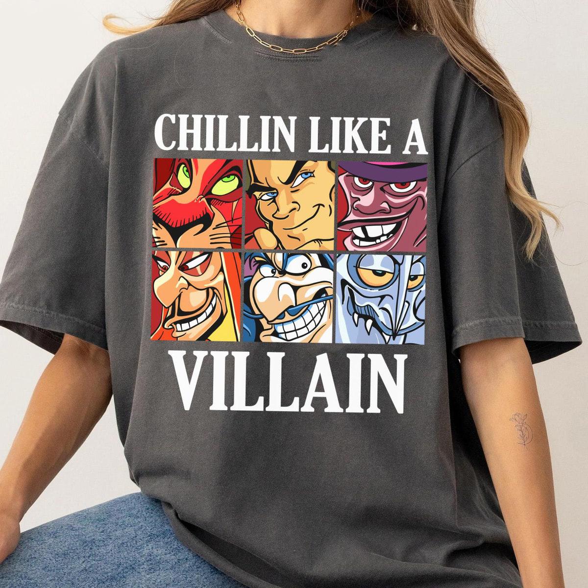 Chillin' Like A Villain Disney Villains Group Portrait Shirt 4