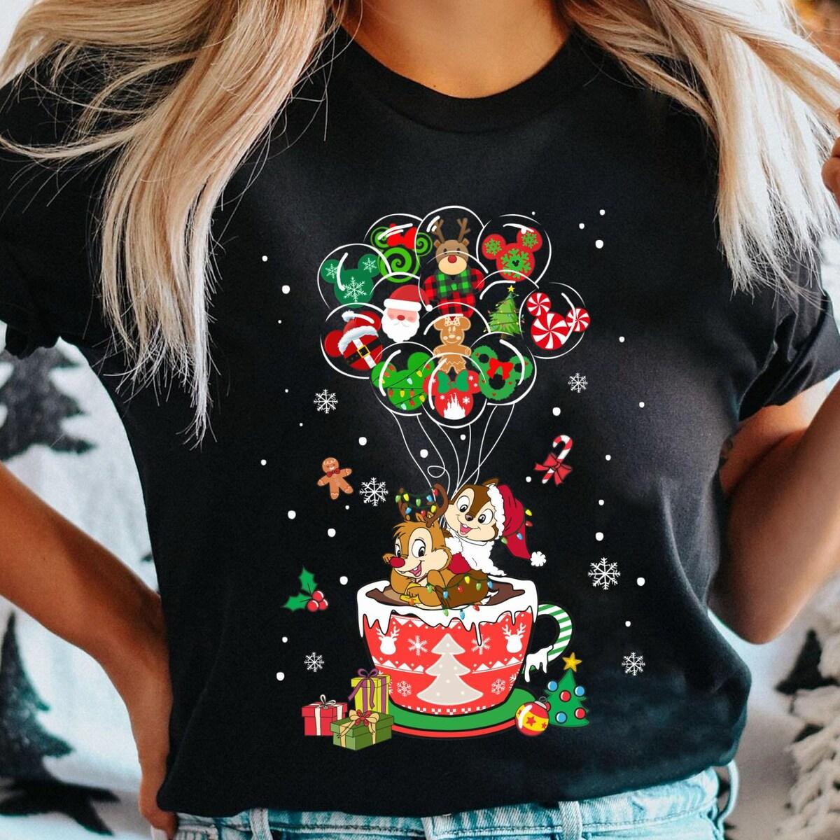 Chip And Dale Disney Cocoa Balloon Christmas Shirt 1