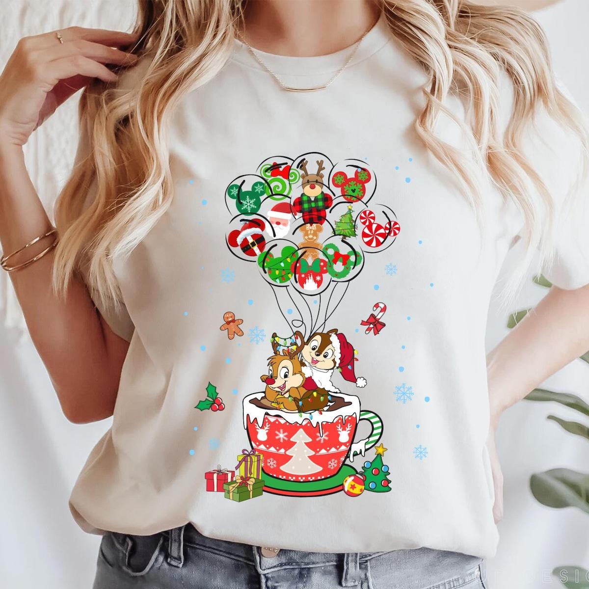 Chip And Dale Disney Cocoa Balloon Christmas Shirt 2