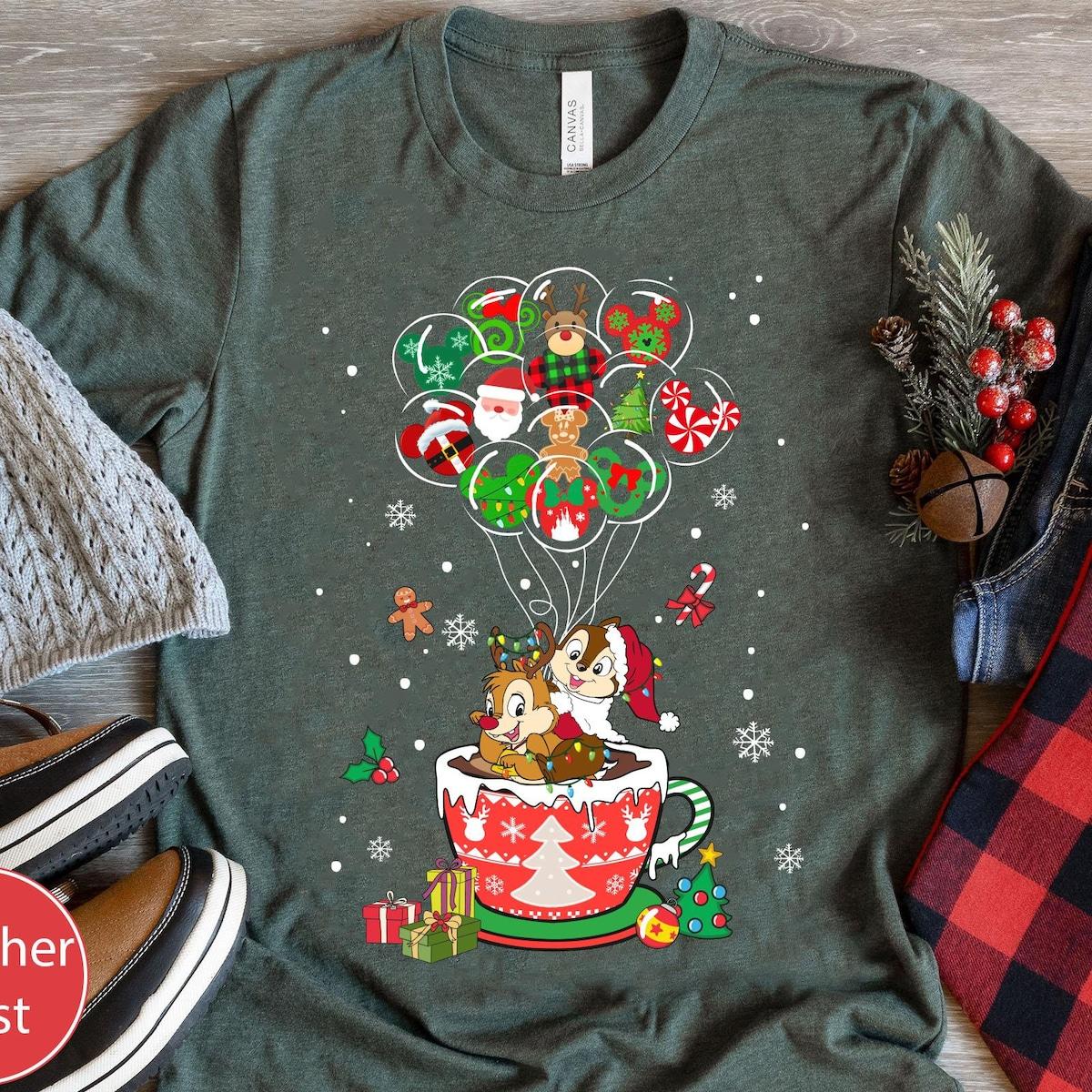 Chip And Dale Disney Cocoa Balloon Christmas Shirt 3