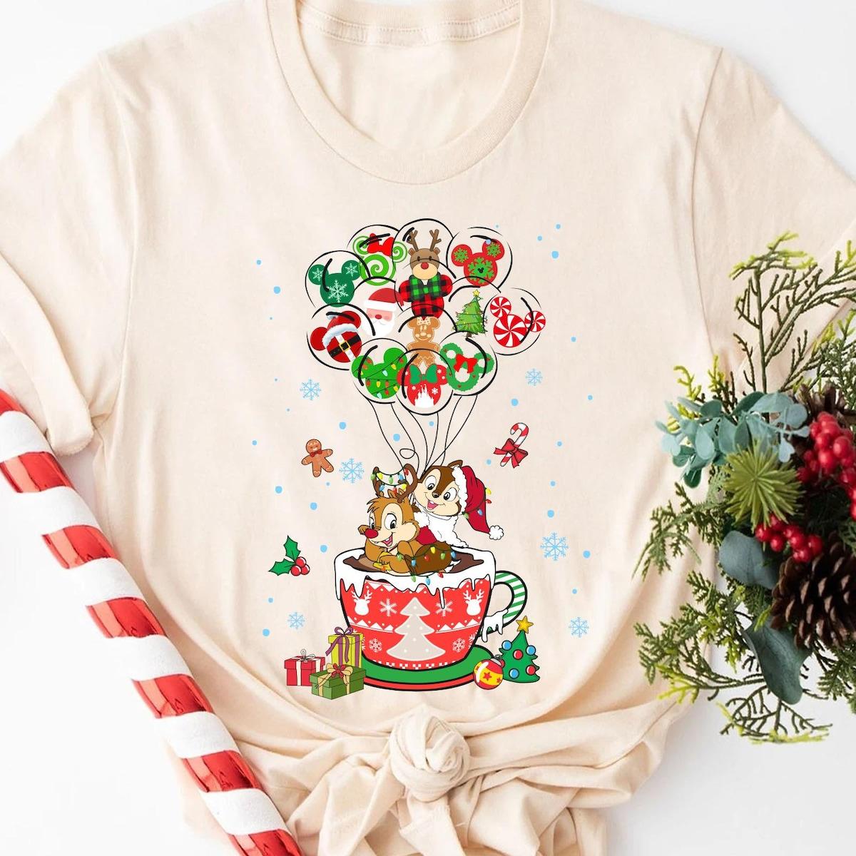 Chip And Dale Disney Cocoa Balloon Christmas Shirt 4