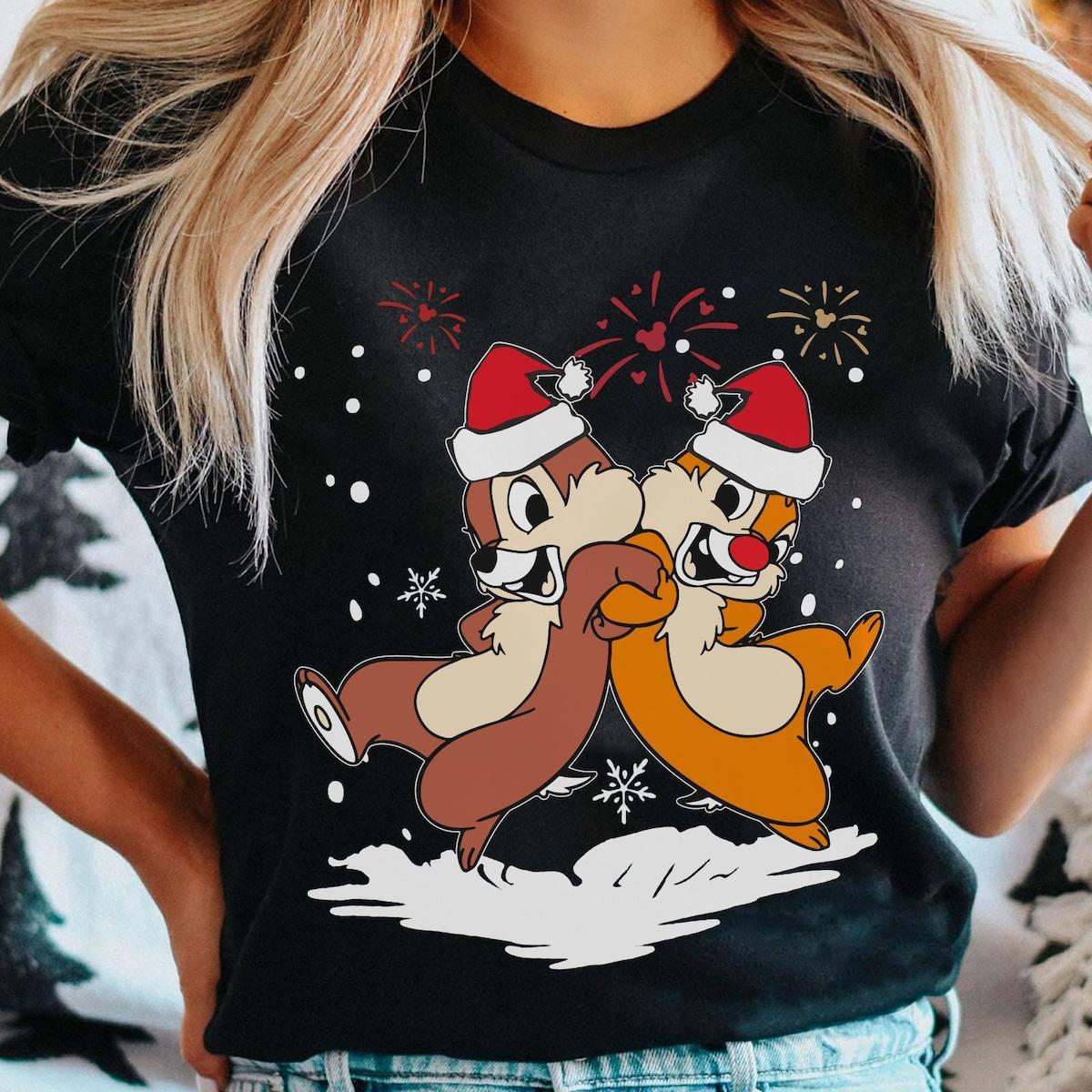 Chip N Dale Santa Hat Disney Best Friends Merry Christmas Party Shirt 1