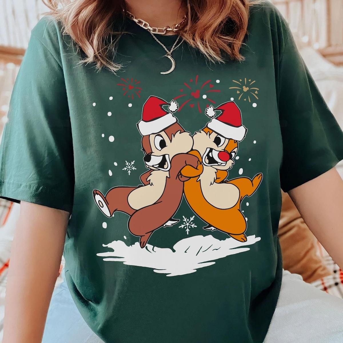 Chip N Dale Santa Hat Disney Best Friends Merry Christmas Party Shirt 2