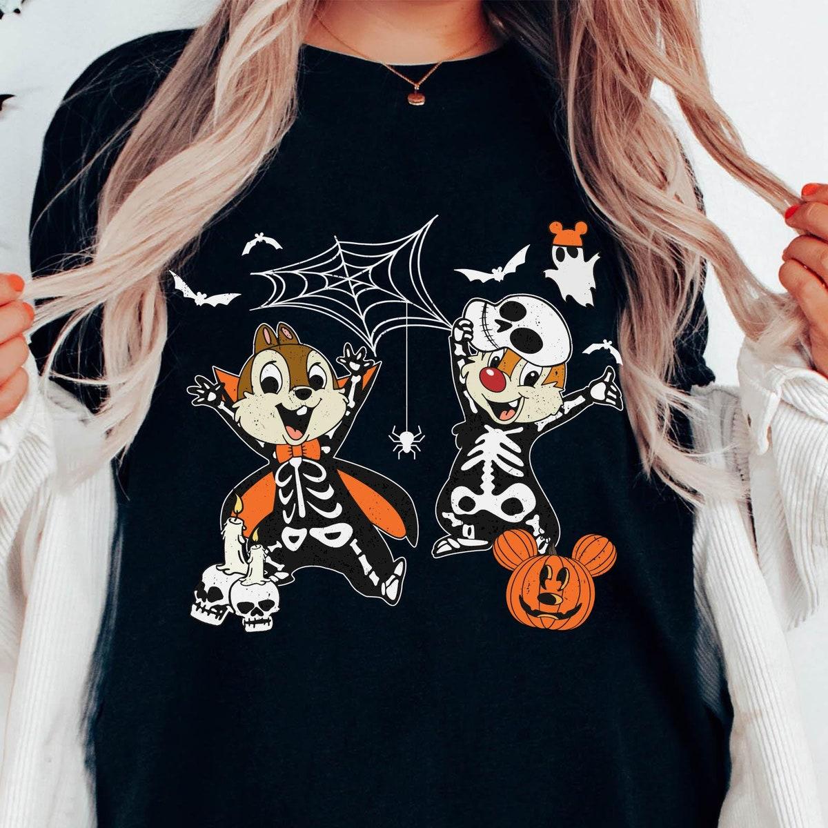 Chip N Dale Skeleton Halloween Couple Double Trouble Shirt 2