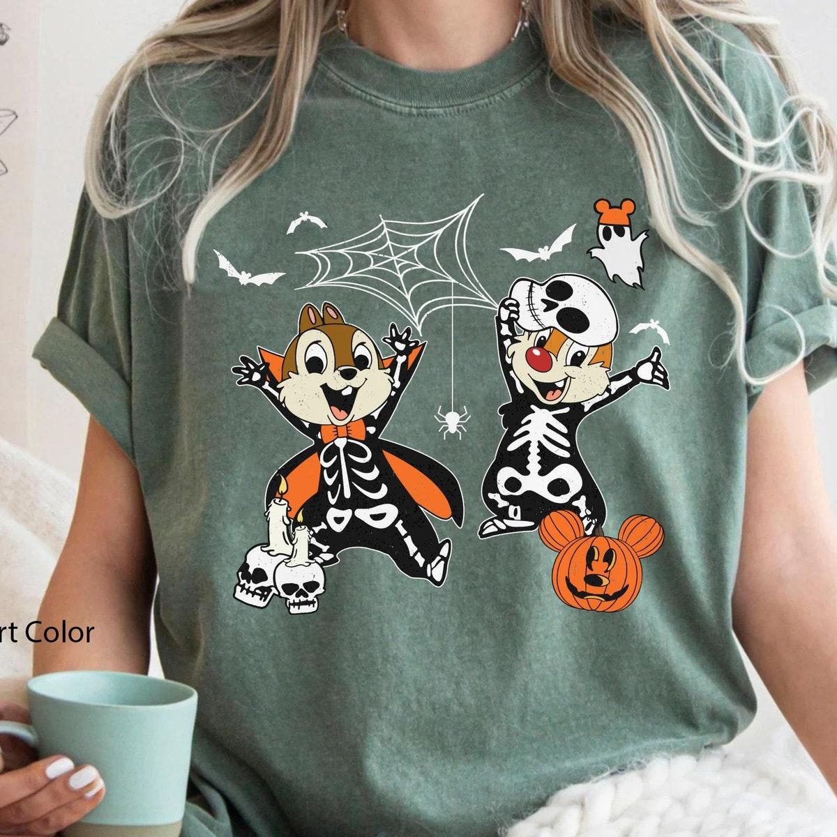 Chip N Dale Skeleton Halloween Couple Double Trouble Shirt 4