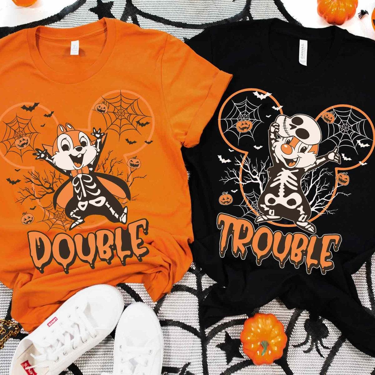 Chip N Dale Skeleton Mickey Ears Double Trouble Halloween Shirt 2