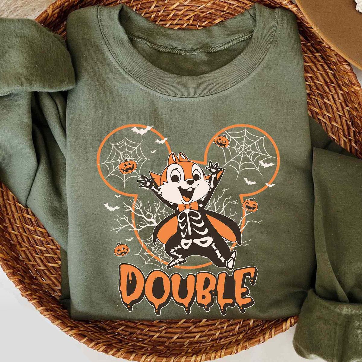 Chip N Dale Skeleton Mickey Ears Double Trouble Halloween Shirt 3