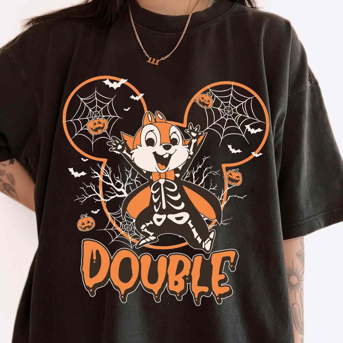 Chip N Dale Skeleton Mickey Ears Double Trouble Halloween Shirt 4