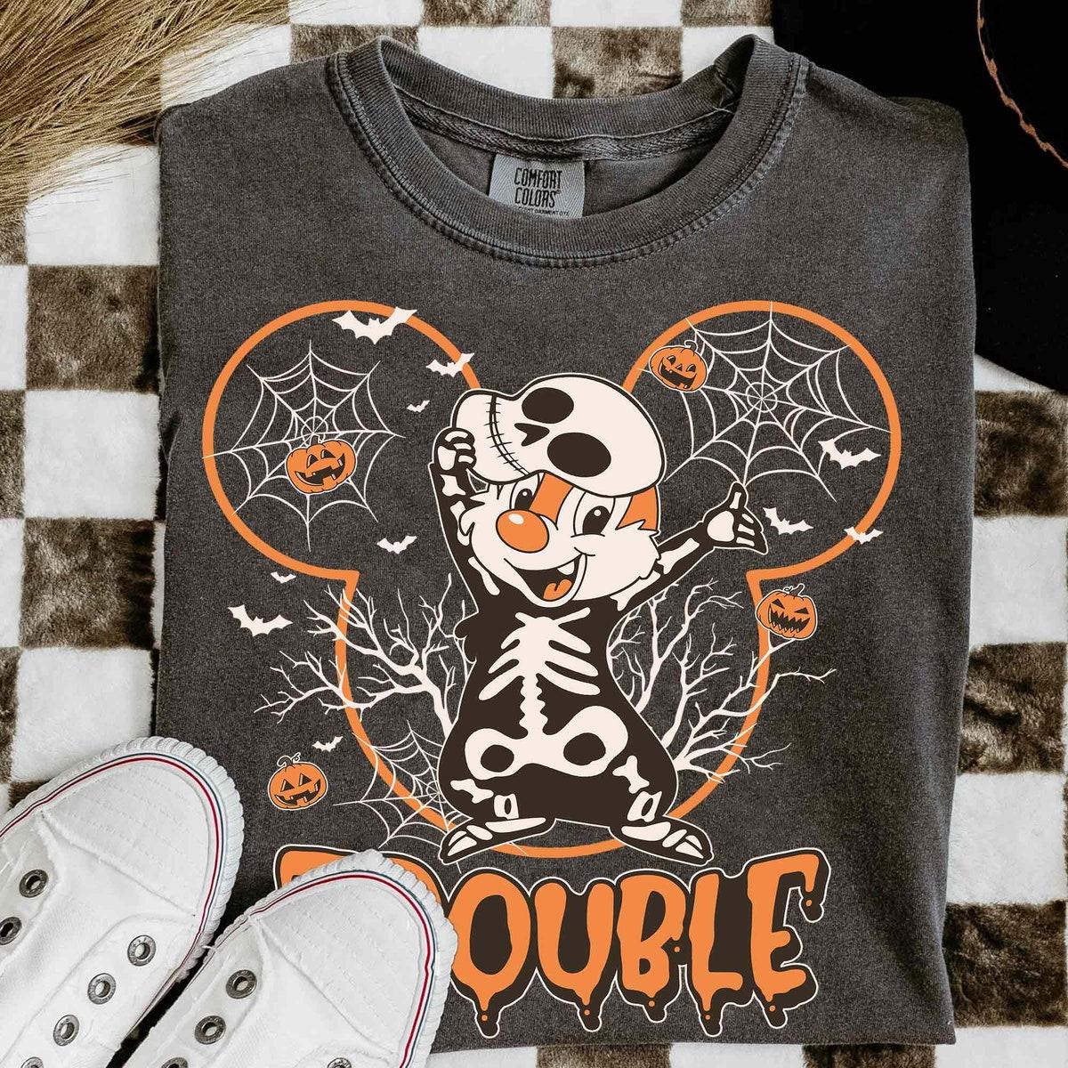 Chip N Dale Skeleton Mickey Ears Double Trouble Halloween Shirt 5