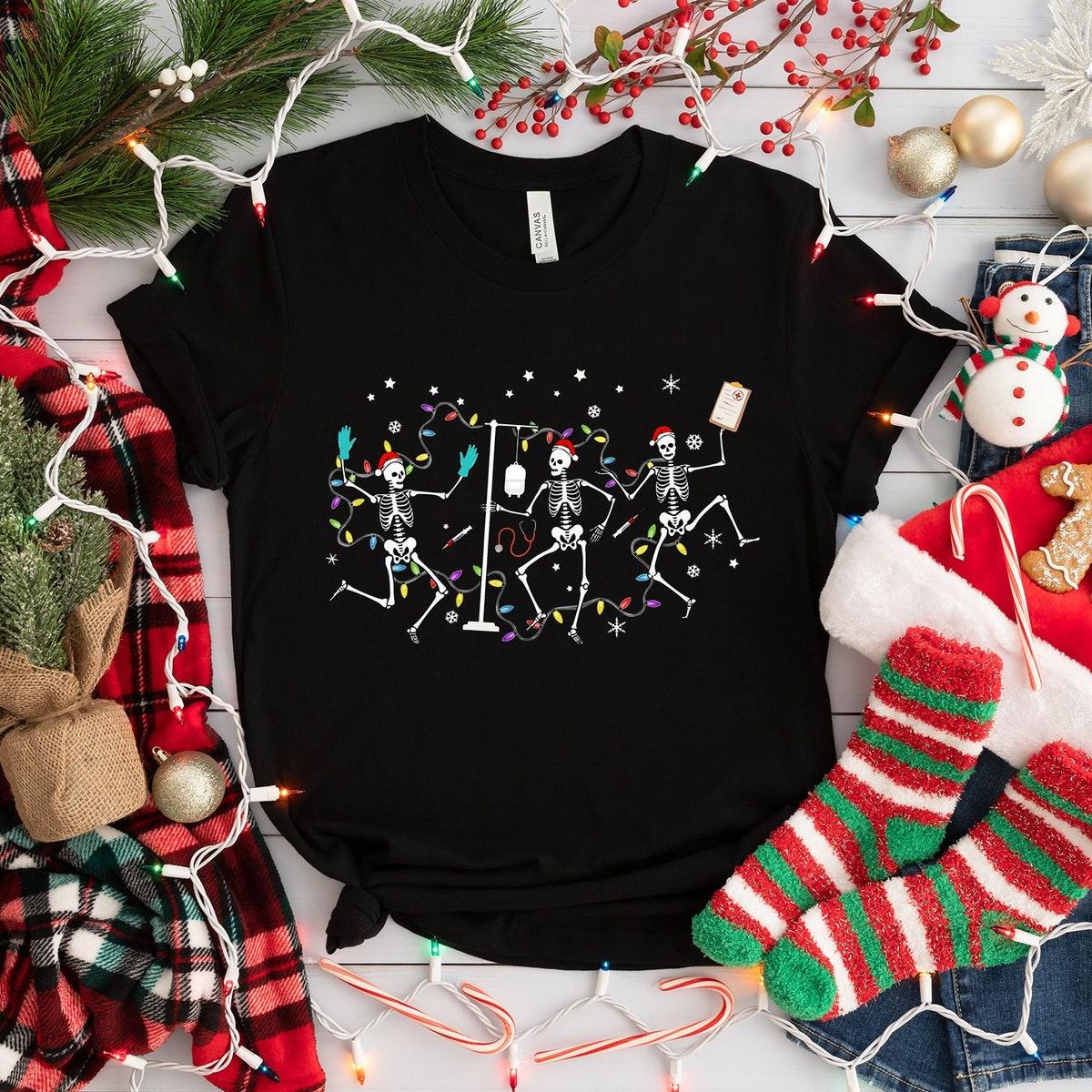 Christmas Nurse Skeleton Shirt 1