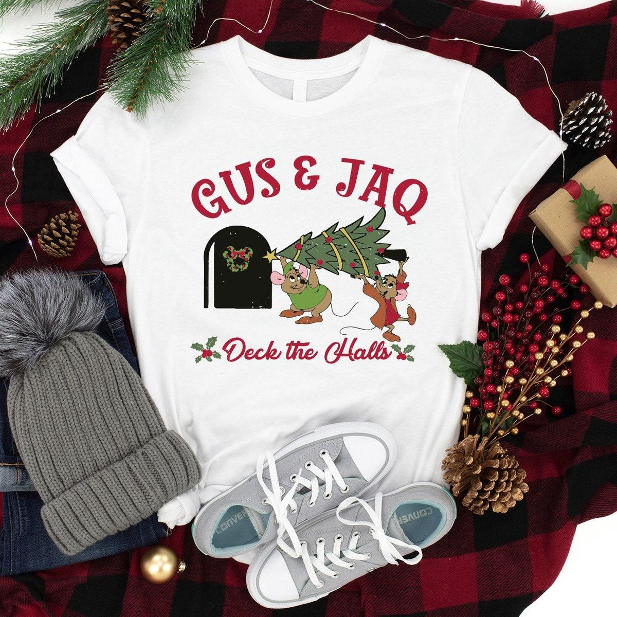 Cinderella Christmas Gus And Jaq Mouse Deck The Halls Shirt 1