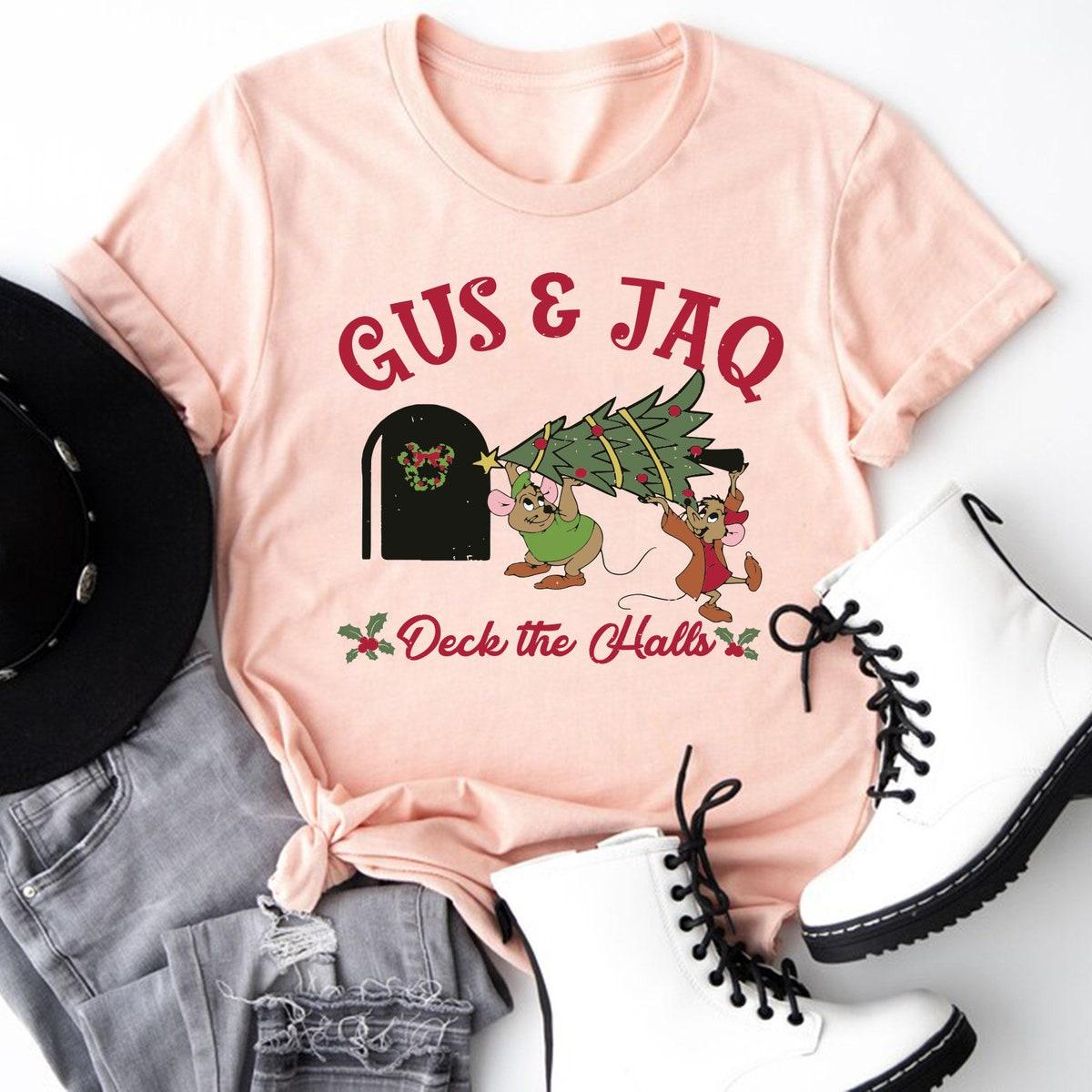 Cinderella Christmas Gus And Jaq Mouse Deck The Halls Shirt 4