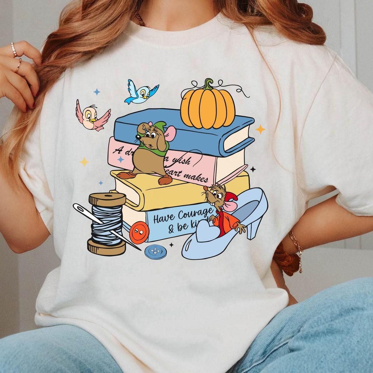 Cinderella Jaq And Gus Gus With Books Disney Reading Book Shirt 1