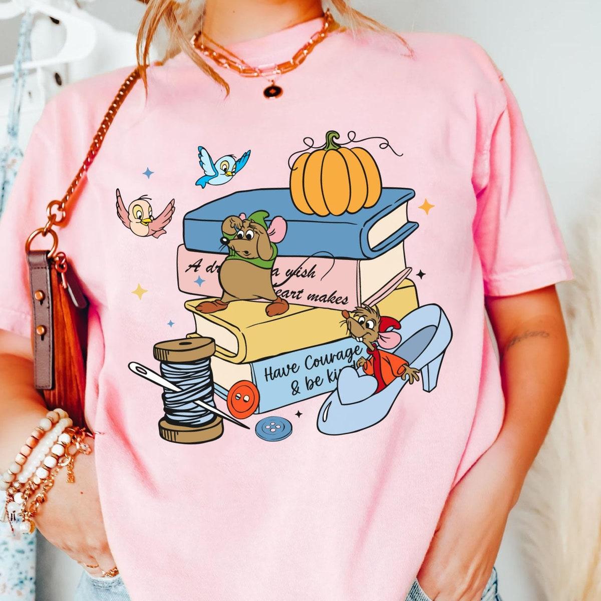 Cinderella Jaq And Gus Gus With Books Disney Reading Book Shirt 3