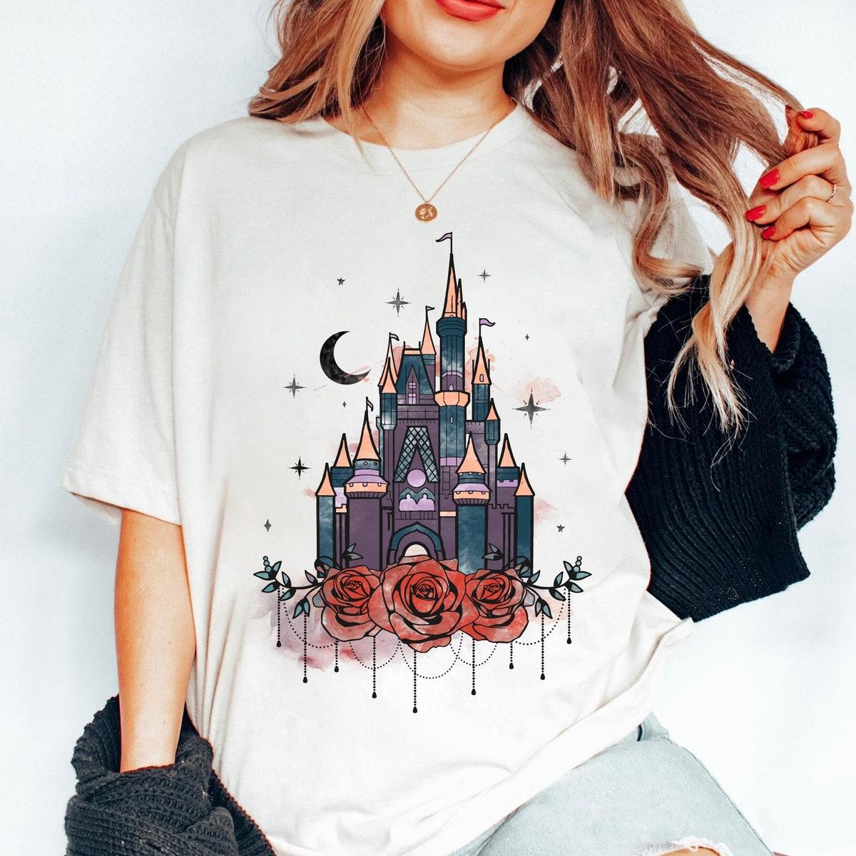 Cinderella Magical Gothic Castle Floral Watercolor Shirt 1