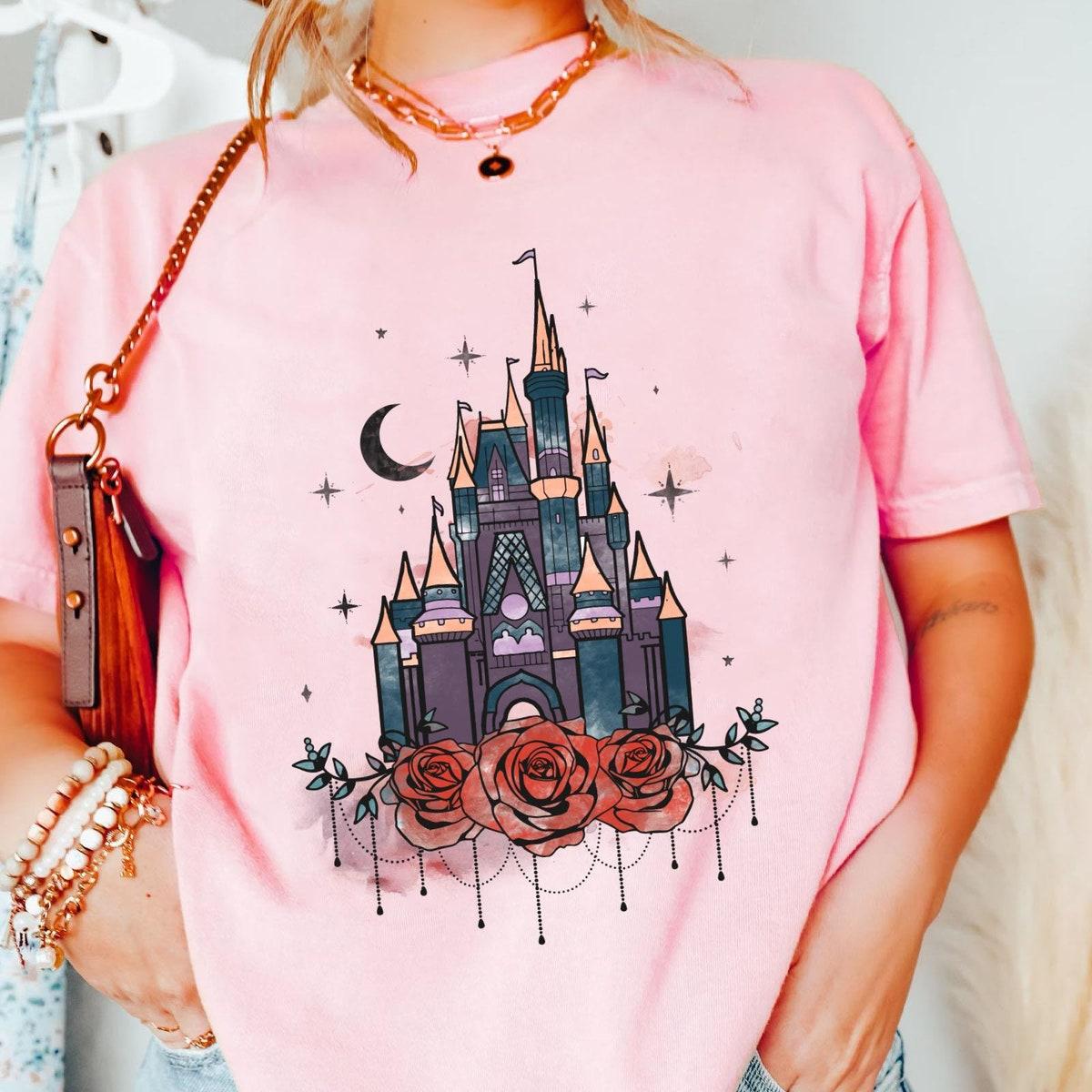 Cinderella Magical Gothic Castle Floral Watercolor Shirt 2