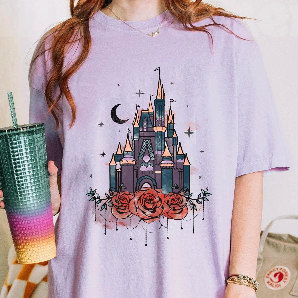 Cinderella Magical Gothic Castle Floral Watercolor Shirt 3