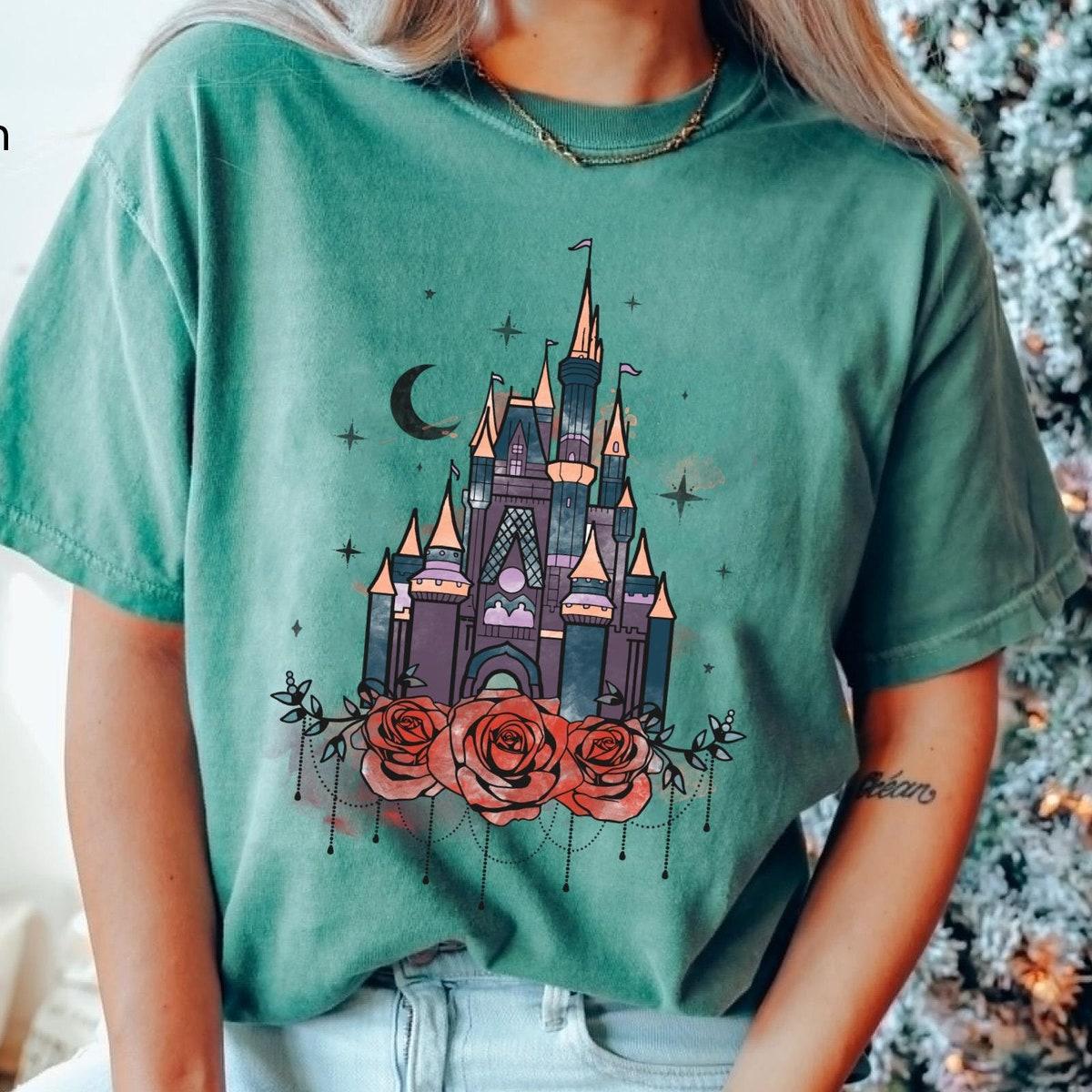 Cinderella Magical Gothic Castle Floral Watercolor Shirt 4