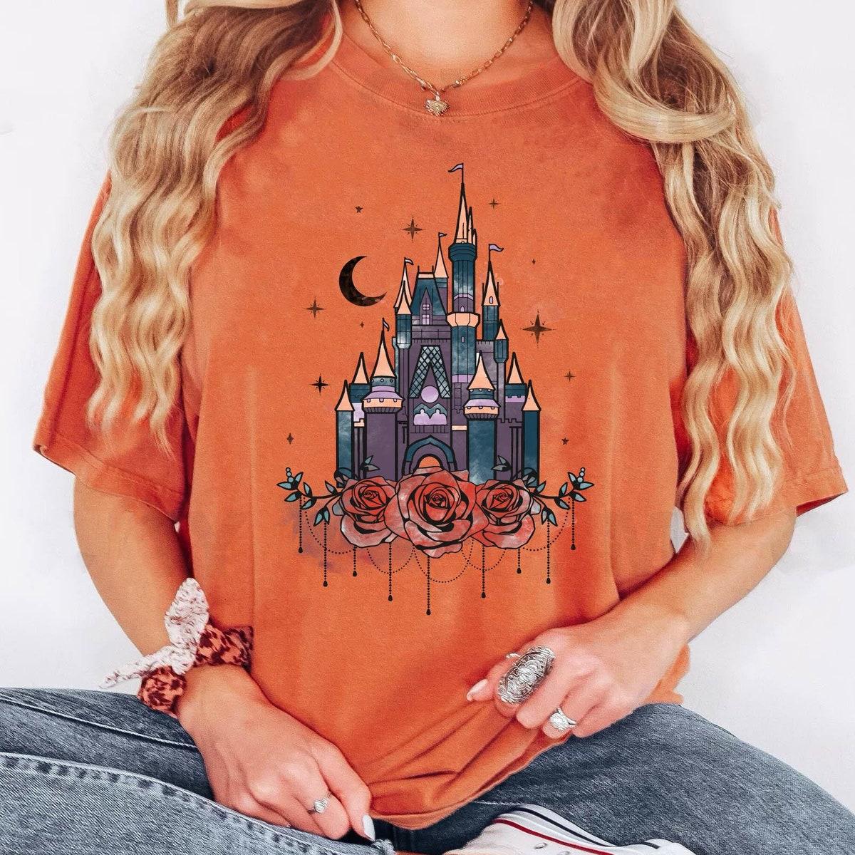 Cinderella Magical Gothic Castle Floral Watercolor Shirt 5