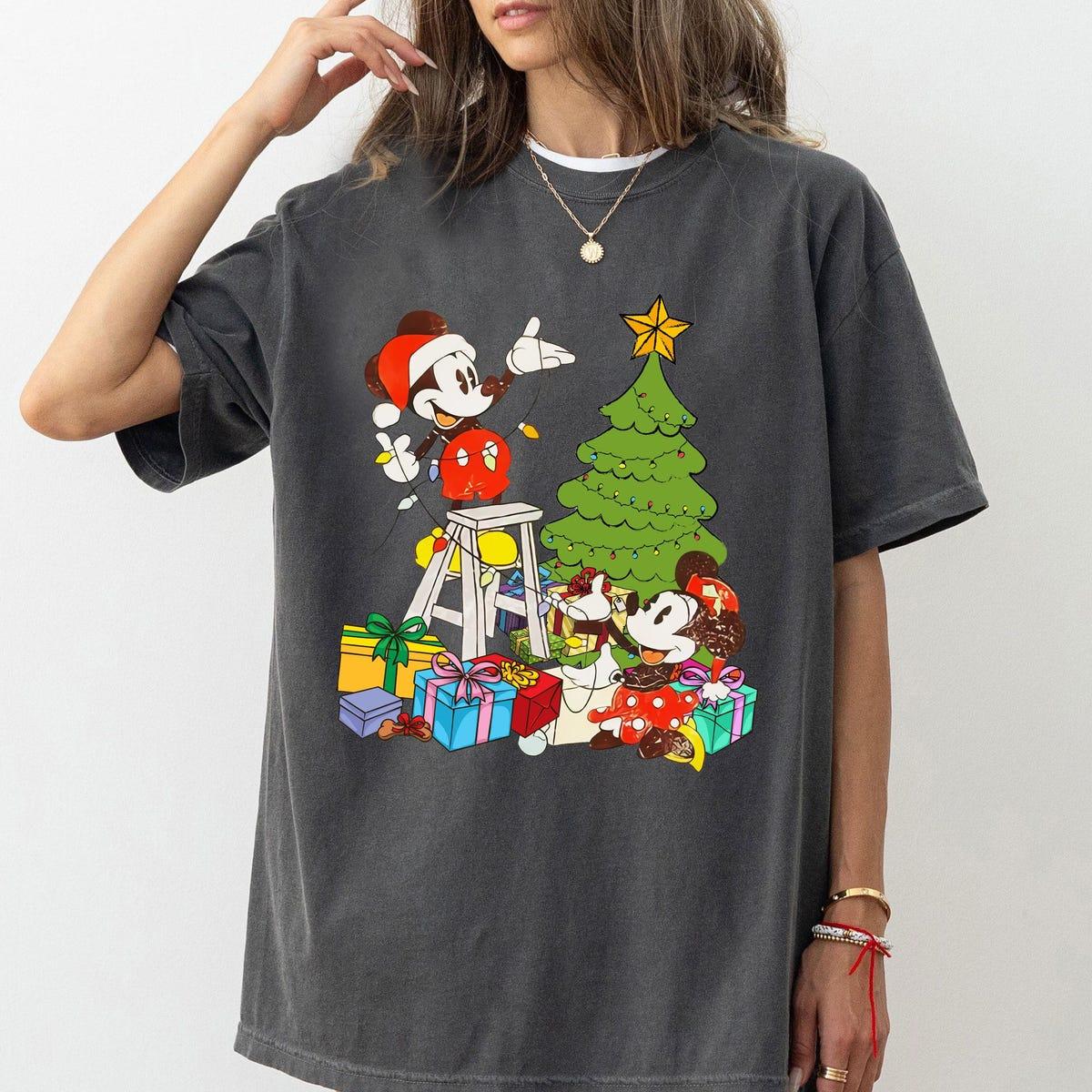 Classic Mickey And Minnie Christmas Tree And Presents Shirt 4