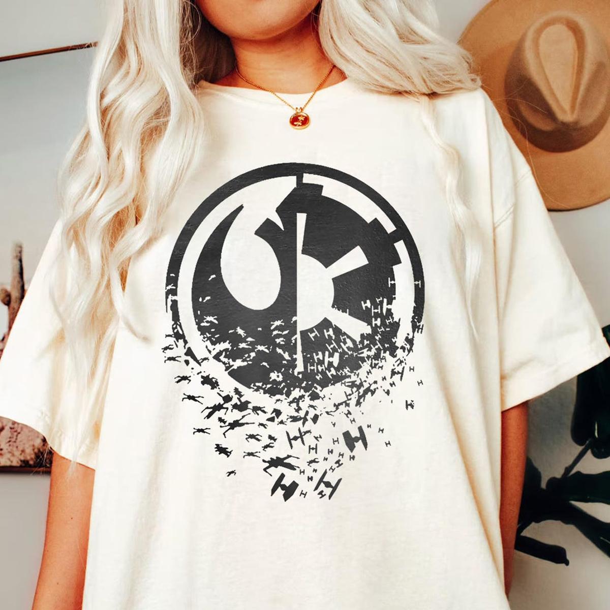 Classic Rebel Alliance And Galactic Empire Split Shirt 4