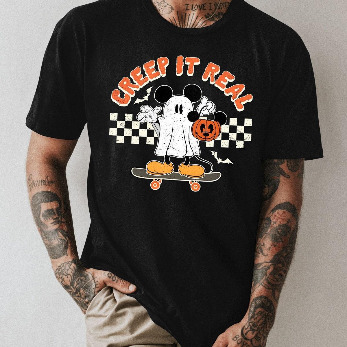 Creep It Real Mickey Ghost Halloween Walt Disney World Shirt 1