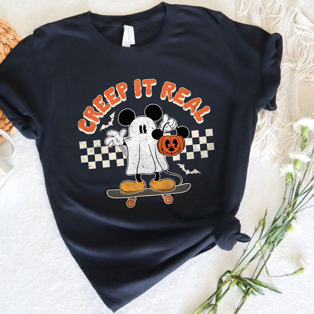 Creep It Real Mickey Ghost Halloween Walt Disney World Shirt 3