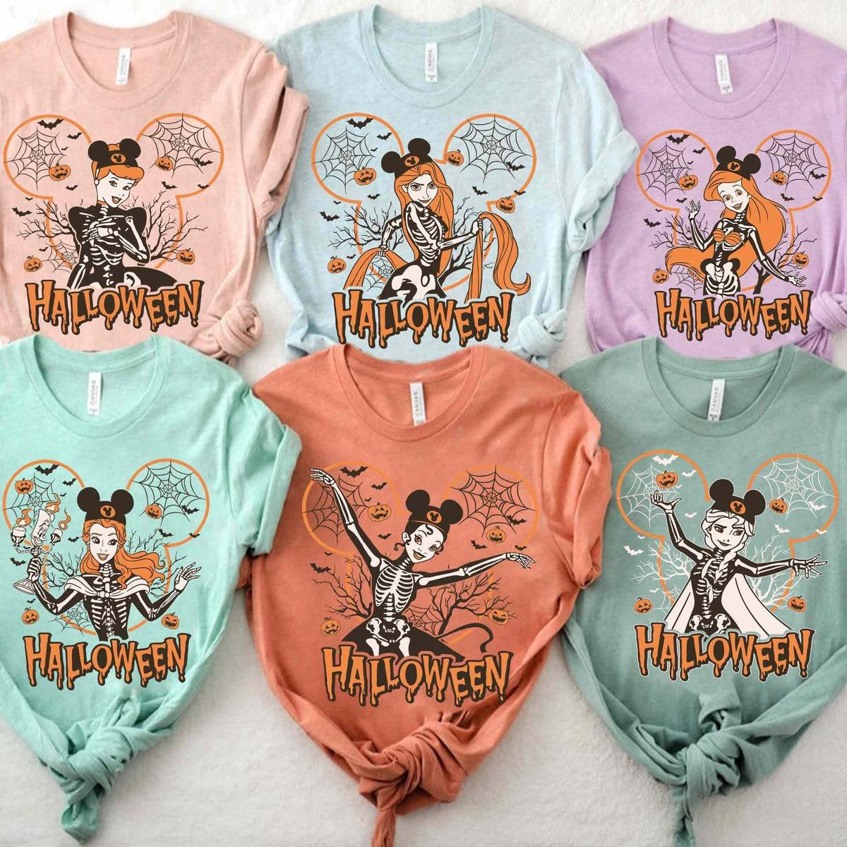 Custom Disney Characters Skeleton Mickey Ears Halloween Shirt 1