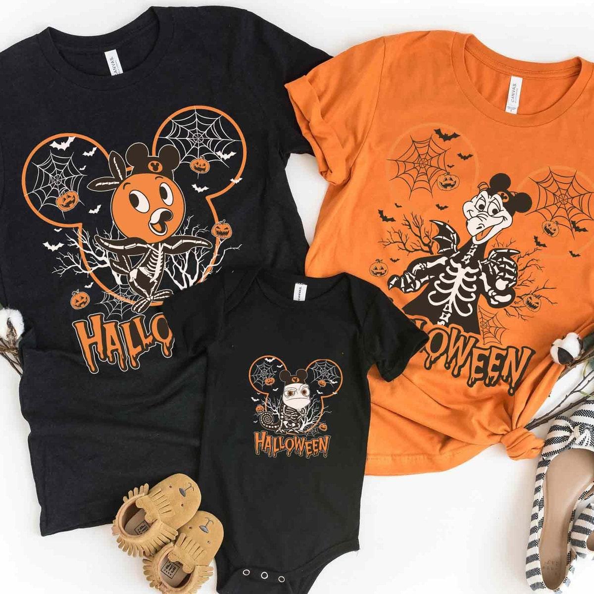 Custom Disney Characters Skeleton Mickey Ears Halloween Shirt 3