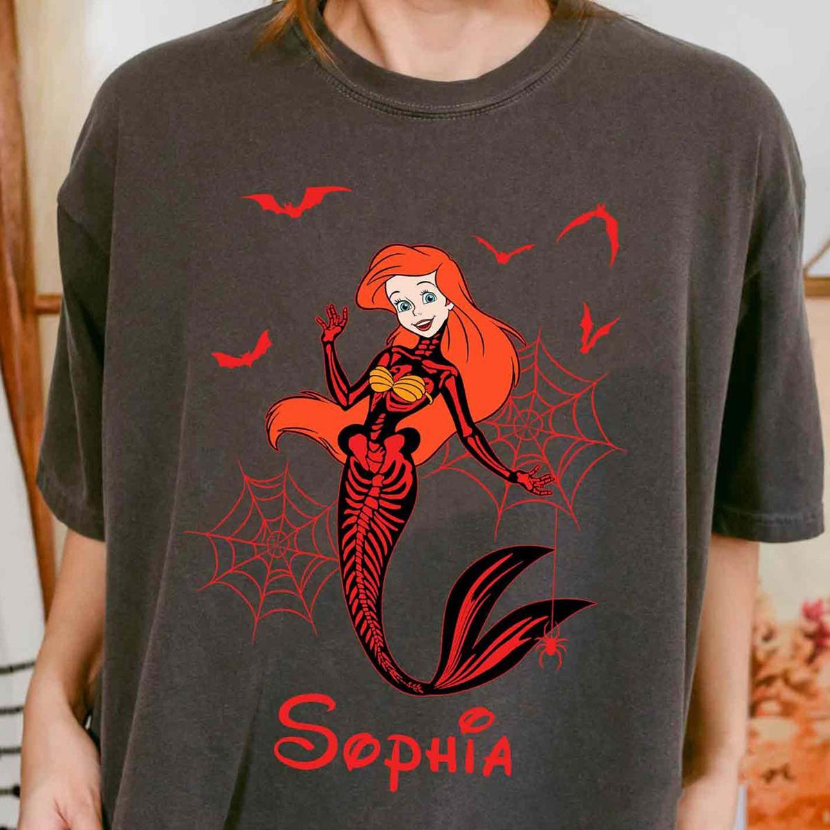 Custom Disney Princess Skeleton Group Halloween Shirt 4