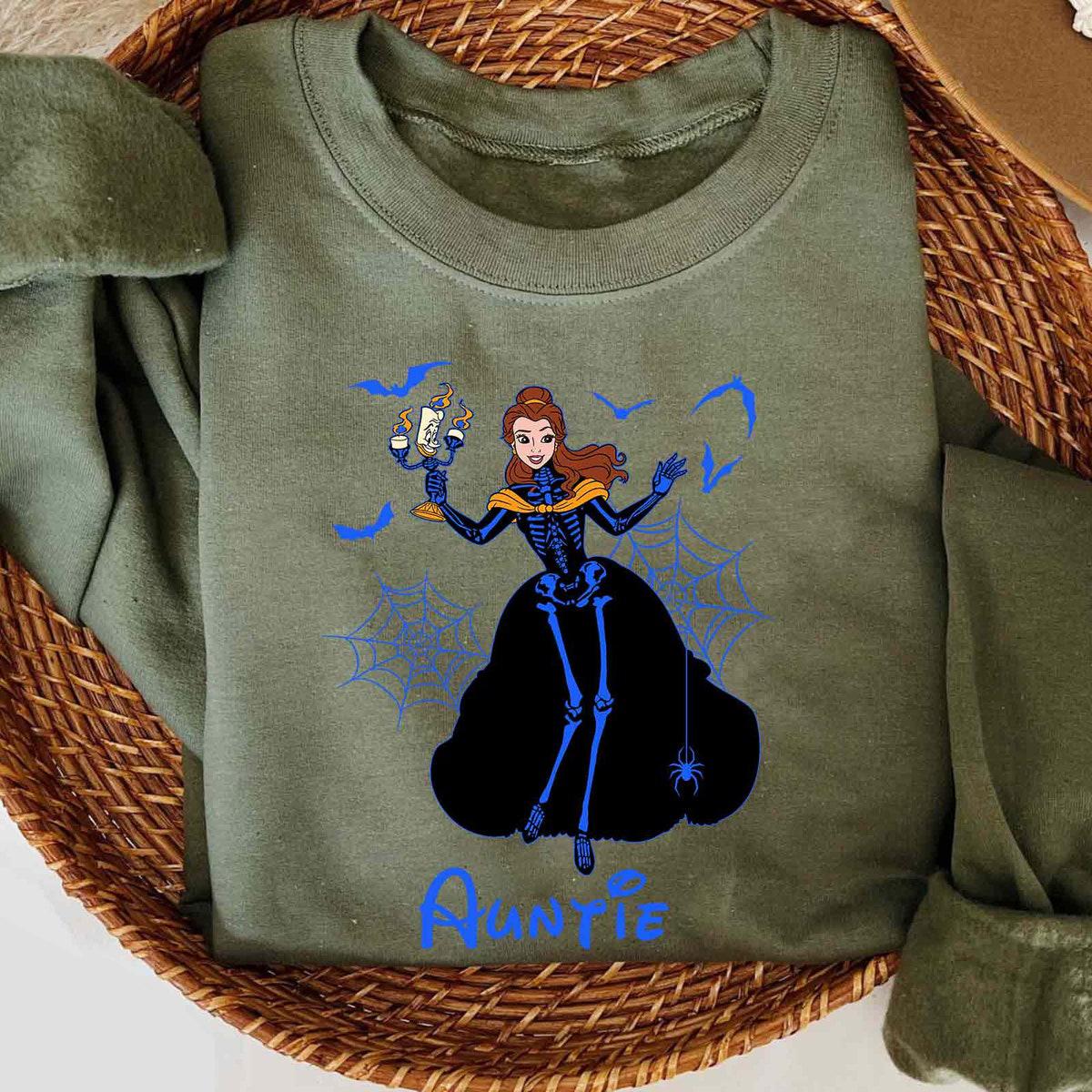 Custom Disney Princess Skeleton Group Halloween Shirt 5