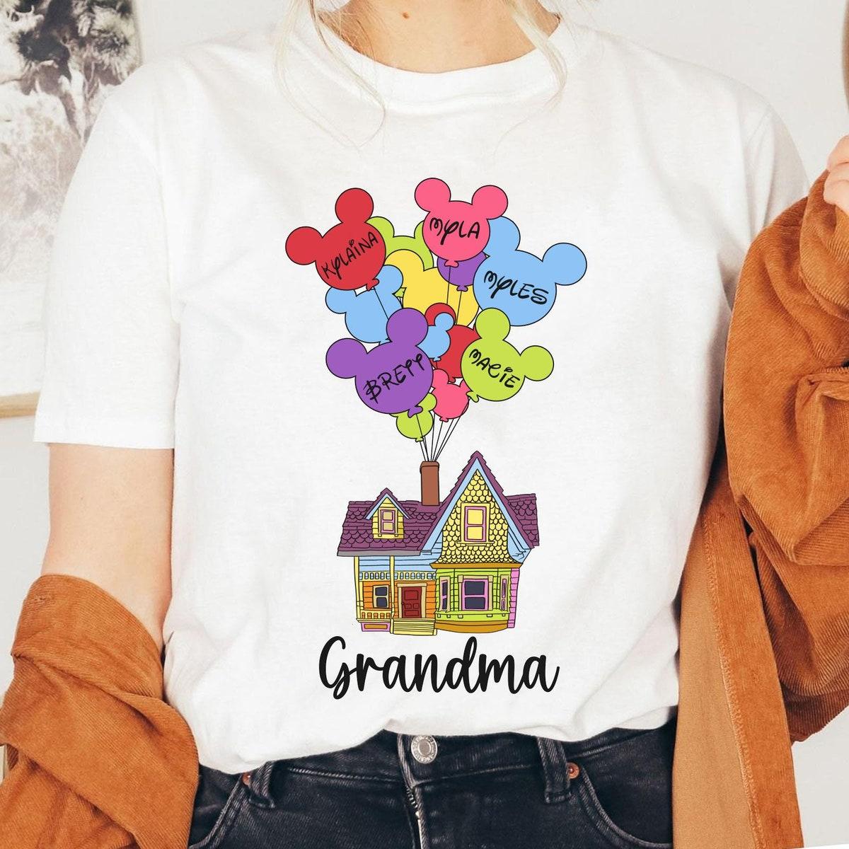 Custom Grandma Up Balloon House With Kid Names Shirt 1