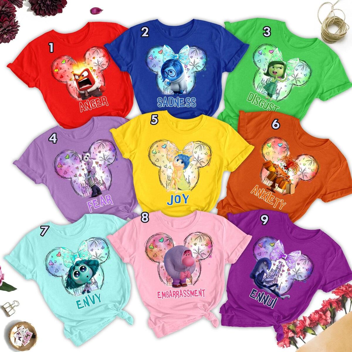 Custom Inside Out Mickey Ears Characters Trip Matching Shirt 1