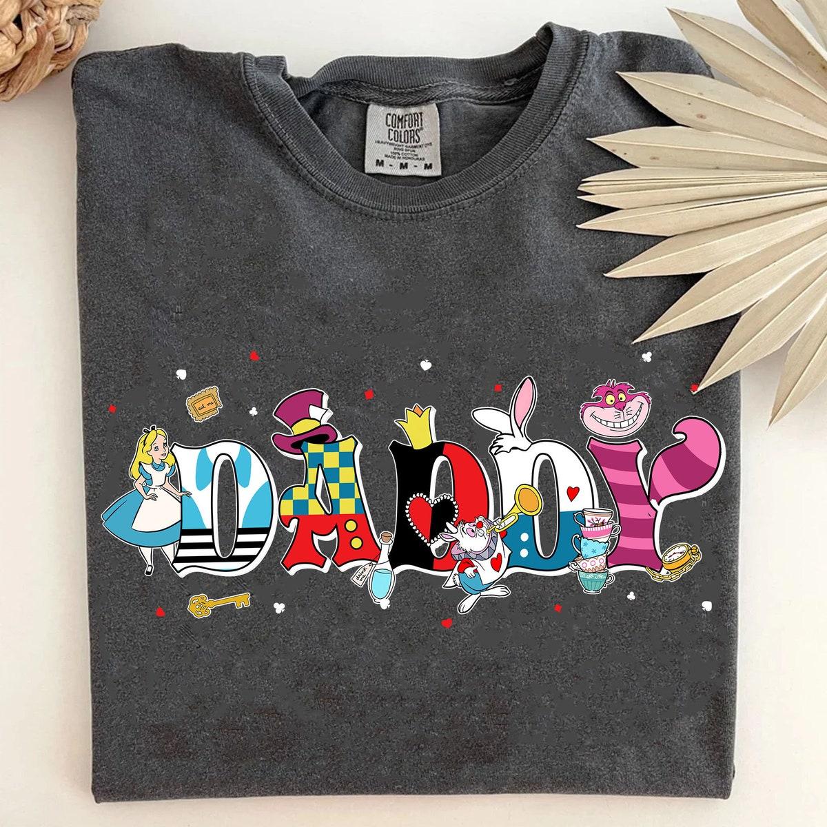 Custom Name Daddy With Alice In Wonderland Themed Personalized Shirt 1