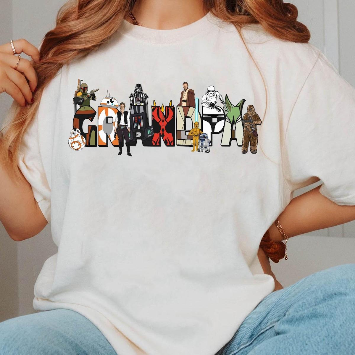 Custom Name Grandpa Star Wars Disney Father's Day Shirt 1